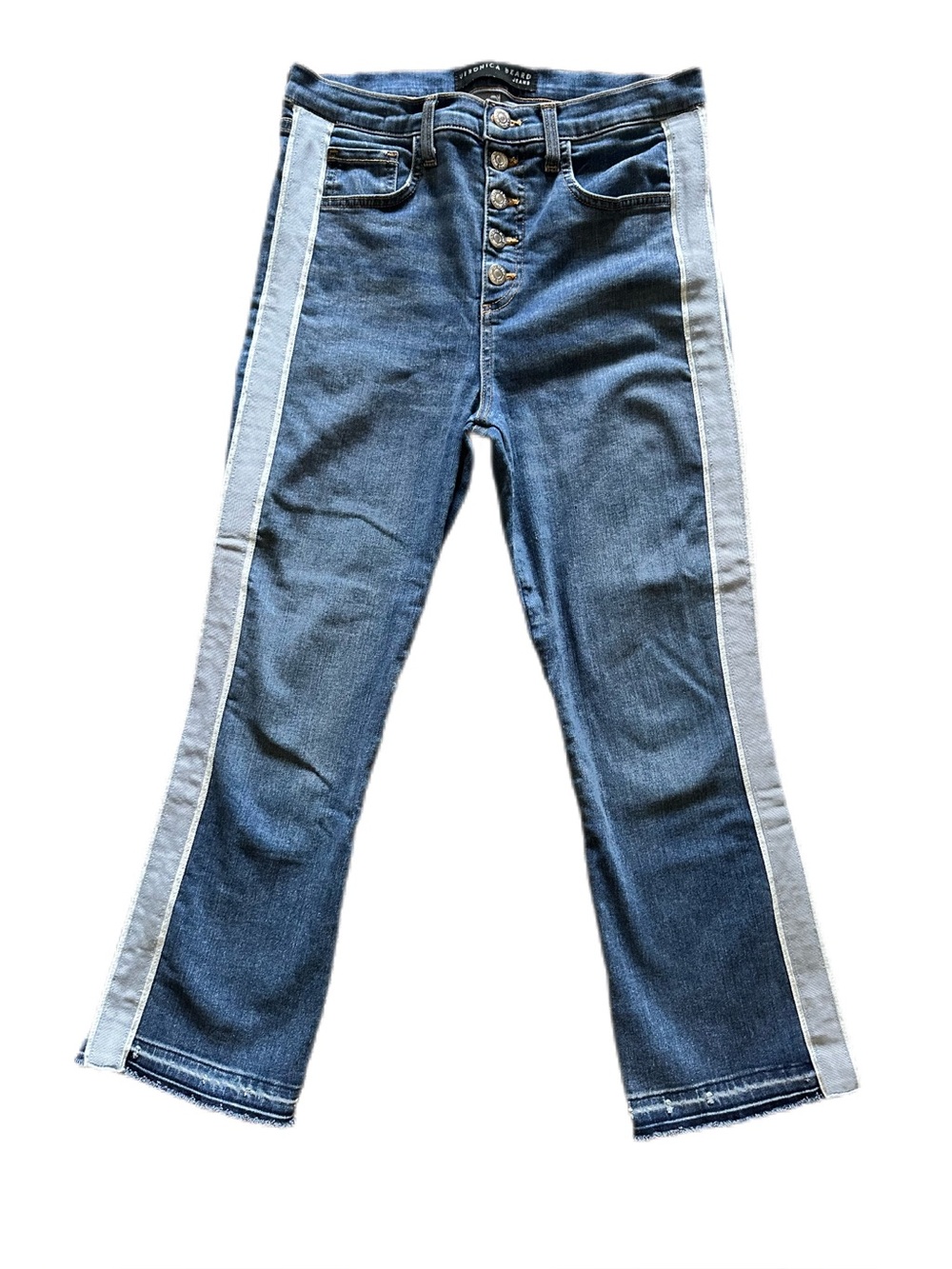 Veronica Beard Carolyn Baby Boot High Rise Jeans Carolina Tuxedo Stripe Size 30